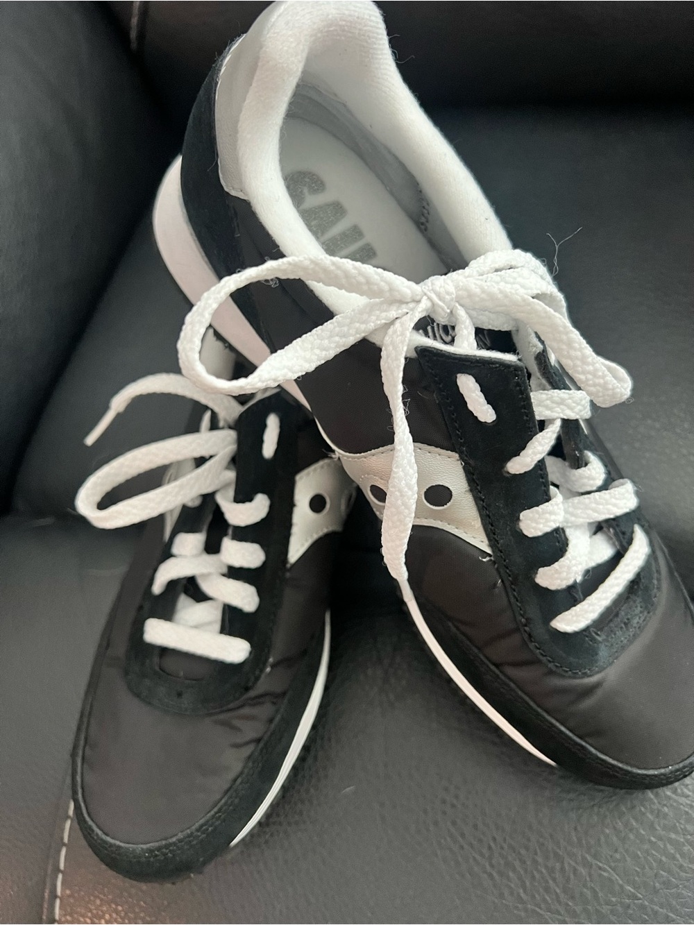 Saucony Black and White Women's Lace-Up Sneakers